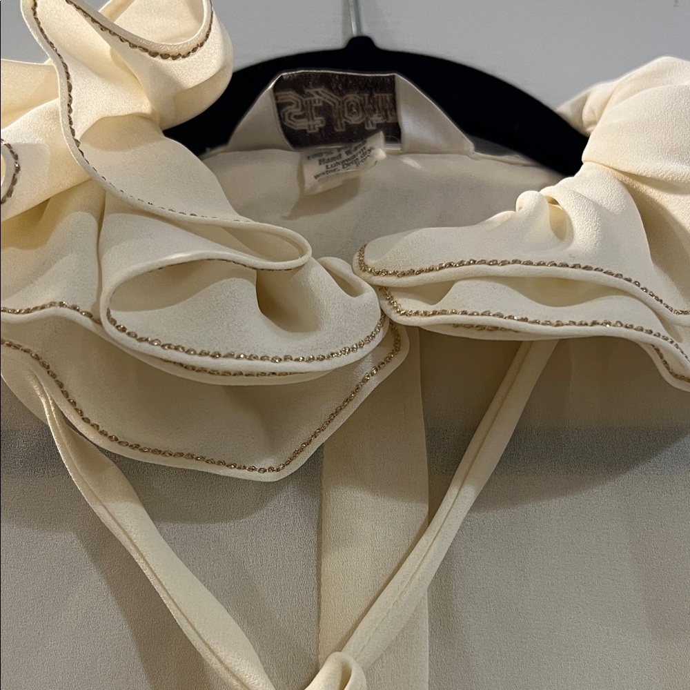 St. John Ivory Blouse with Tie Neck - Picture 3 of 10